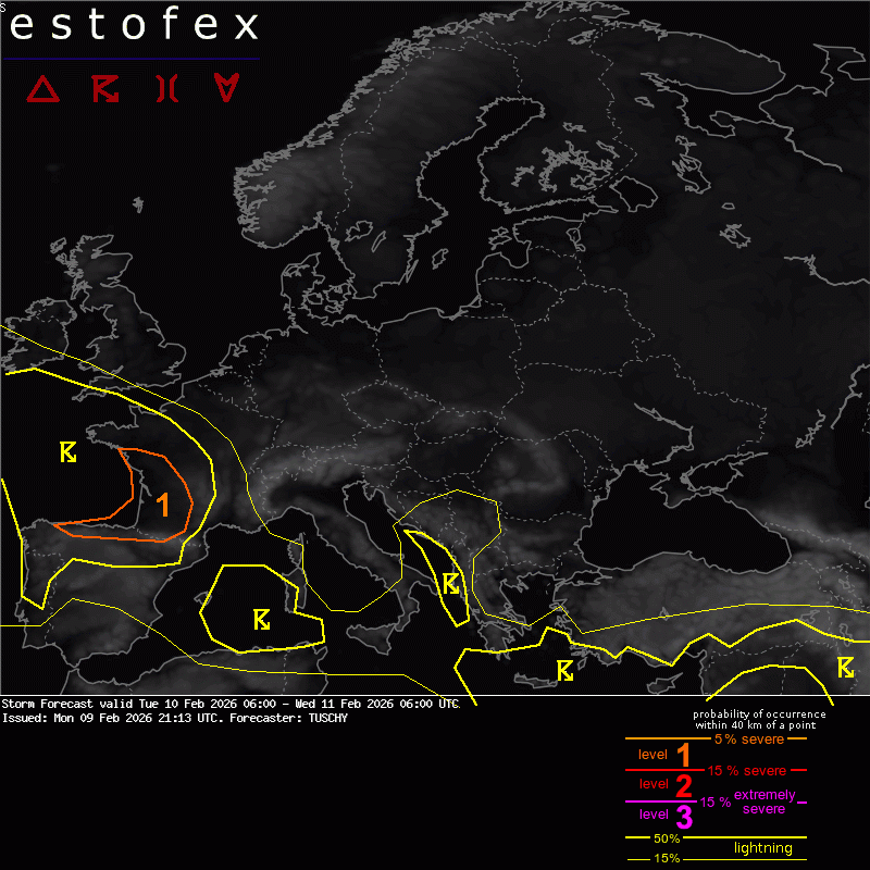 allerta meteo estofex oggi domani giovedì
