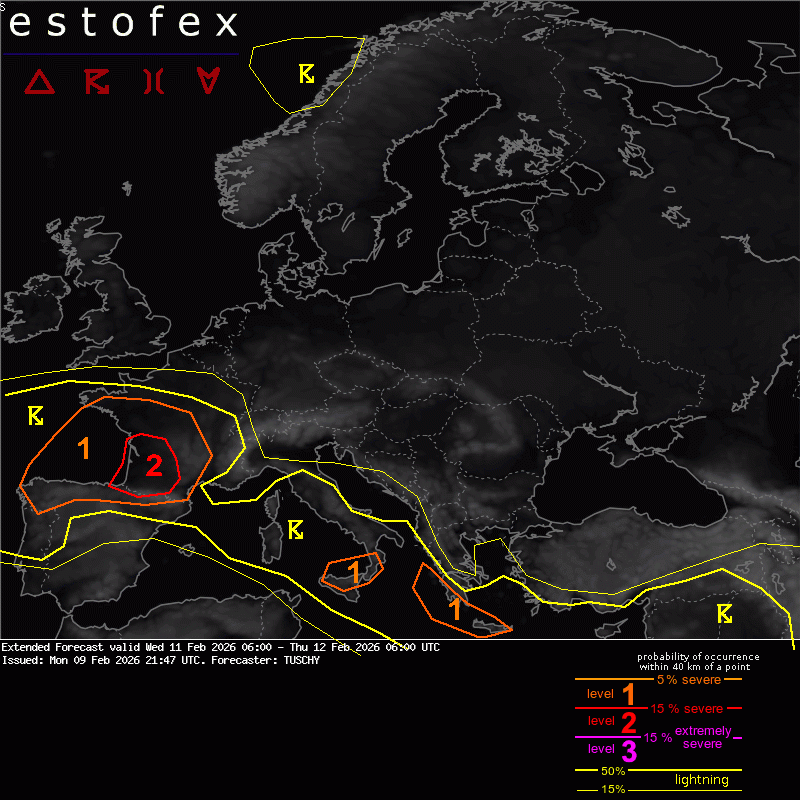 allerta meteo estofex oggi domani giovedì