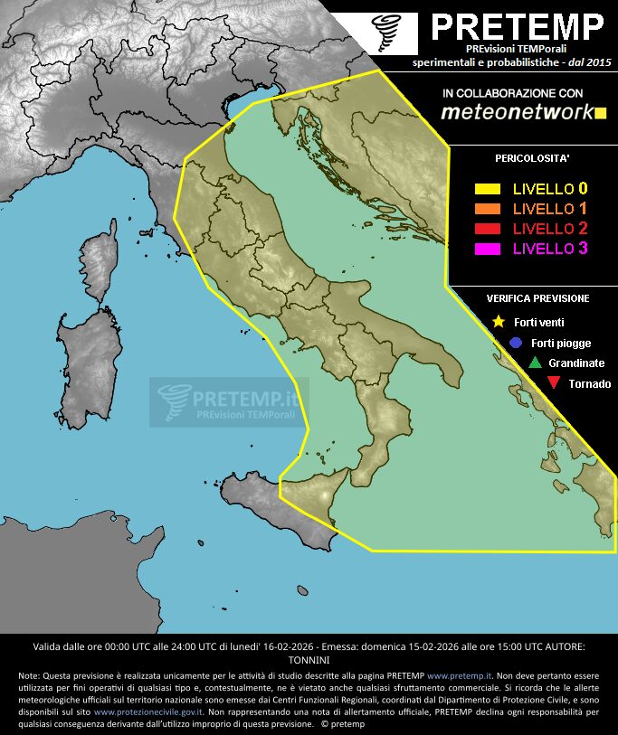 allerta meteo lunedì 16 febbraio