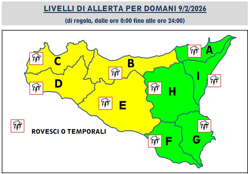allerta meteo sicilia 9 febbraio