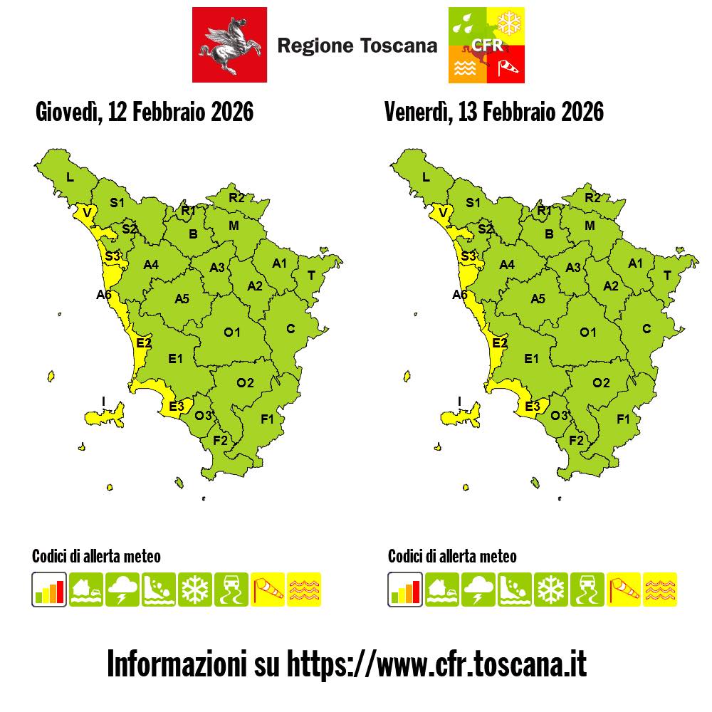 allerta meteo toscana 12-13 febbraio