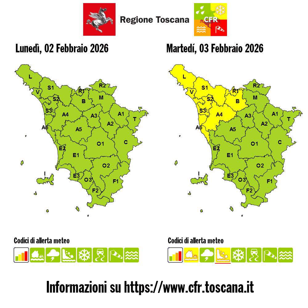 allerta meteo toscana 3 febbraio