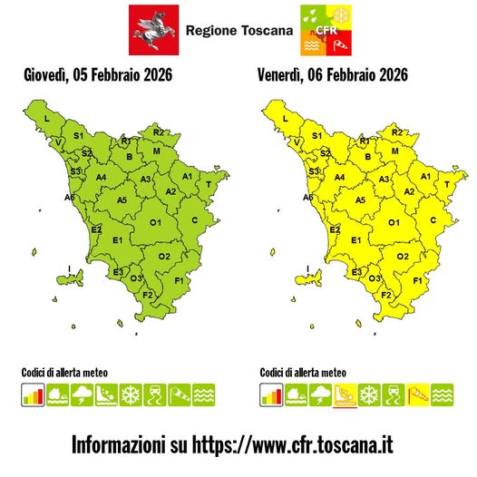 allerta meteo toscana 6 febbraio