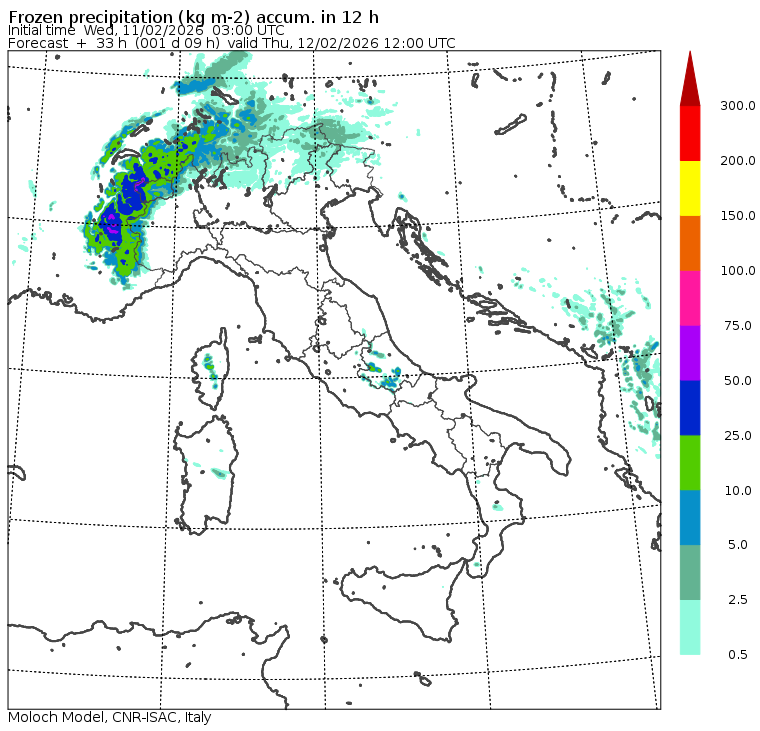 allerta neve giovedì 12 febbraio mattina