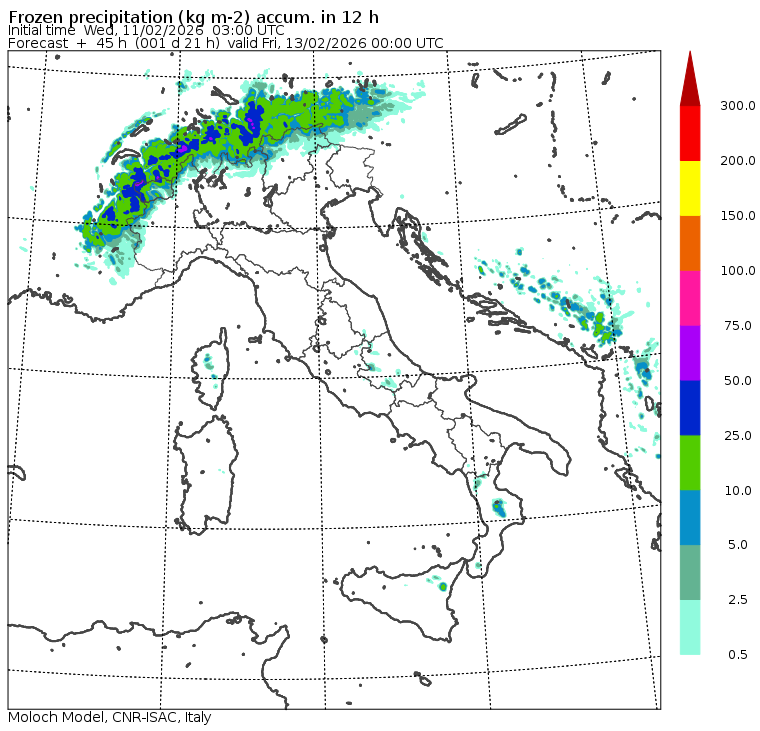 allerta neve giovedì 12 febbraio sera