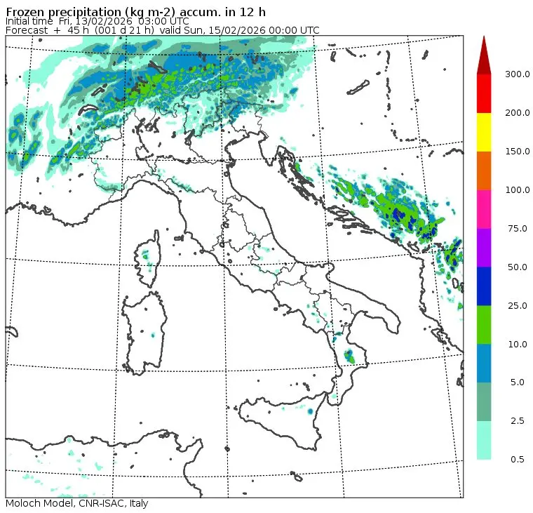 allerta neve sabato sera
