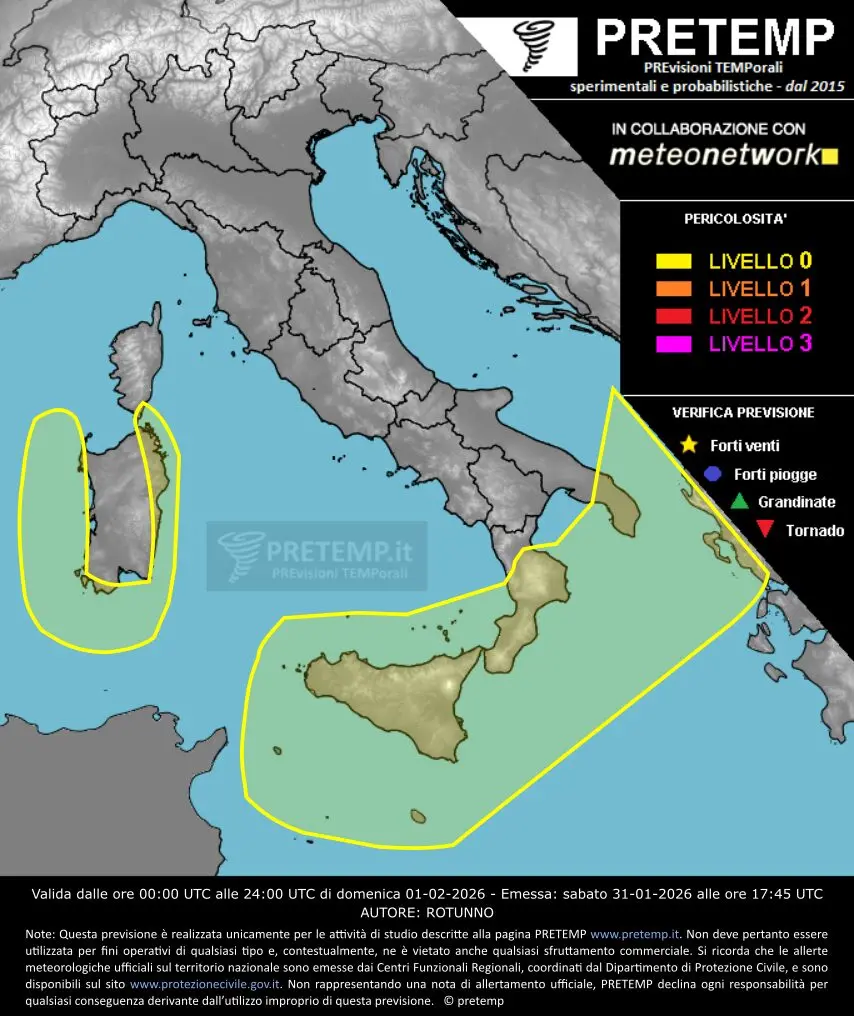 maltempo allerta meteo 1 febbraio 2026
