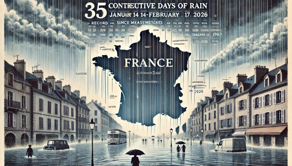 record pioggia francia gennaio-febbraio 2026