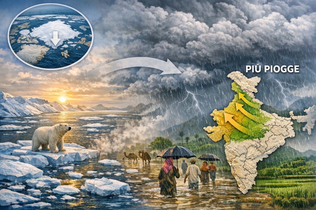 scioglimento ghiacci artico monsoni india