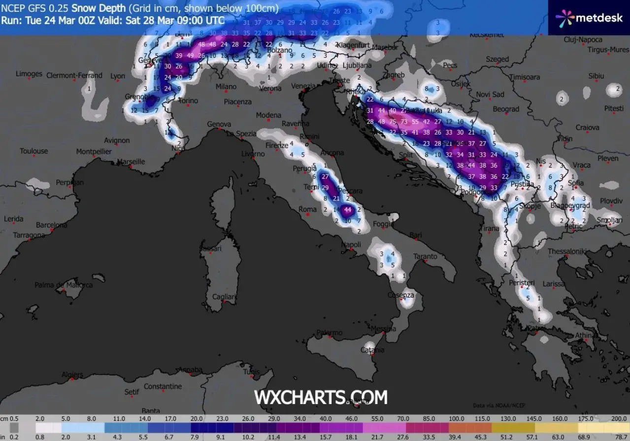 Accumuli neve 26-27 marzo