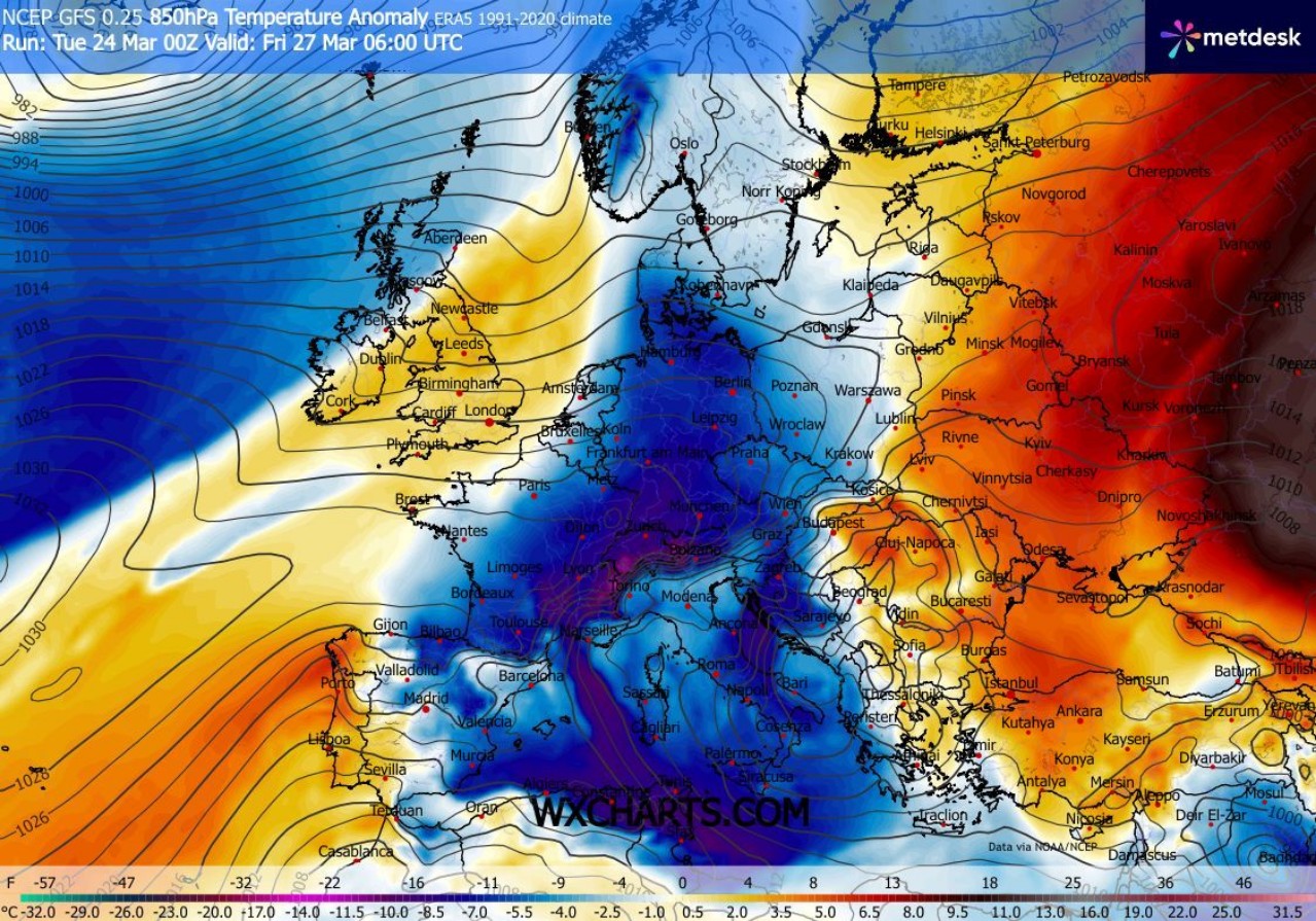 Anomalie termiche 850 hPa
