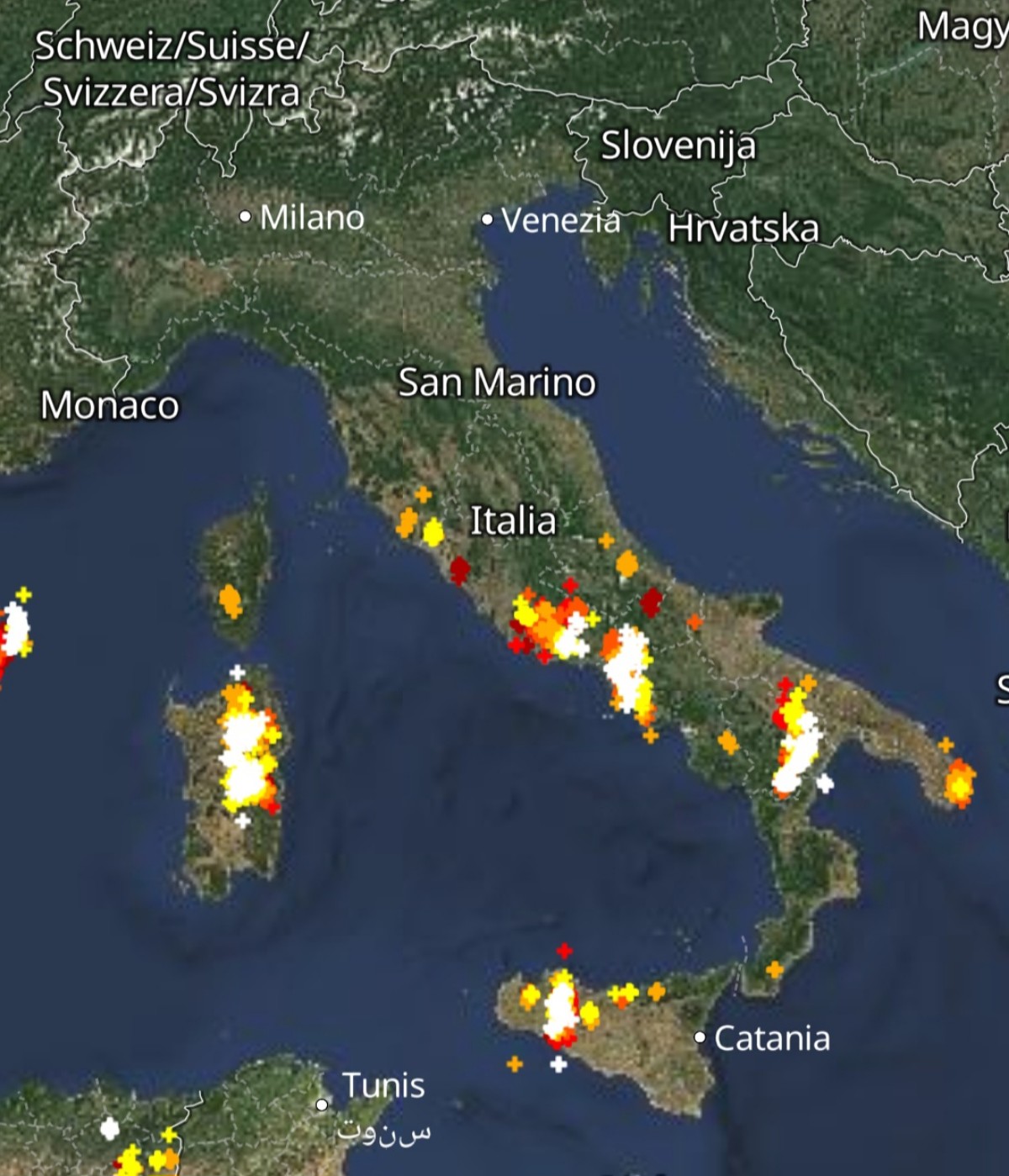 Fulmini Italia 8 marzo 