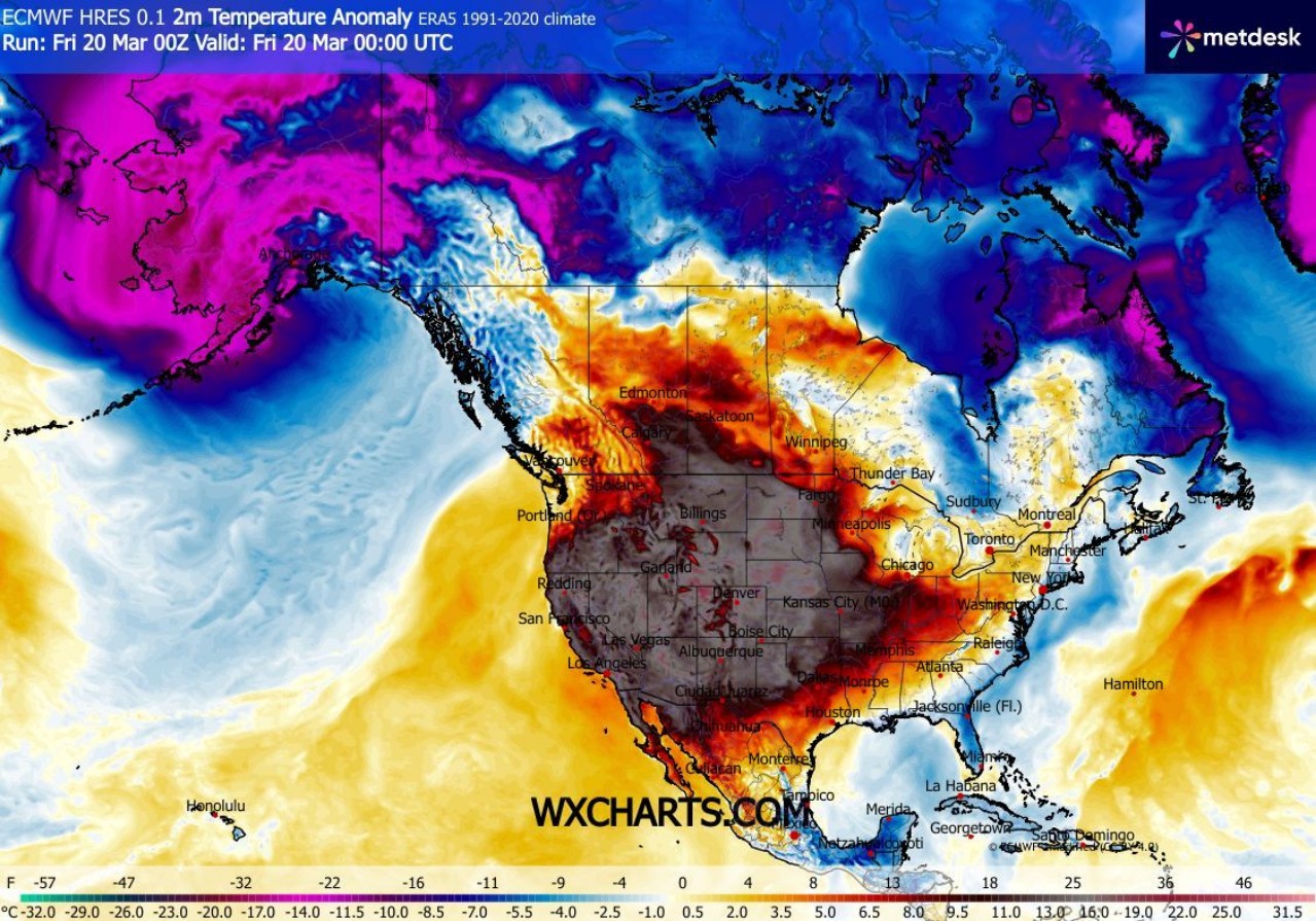 Meteo USA caldo record