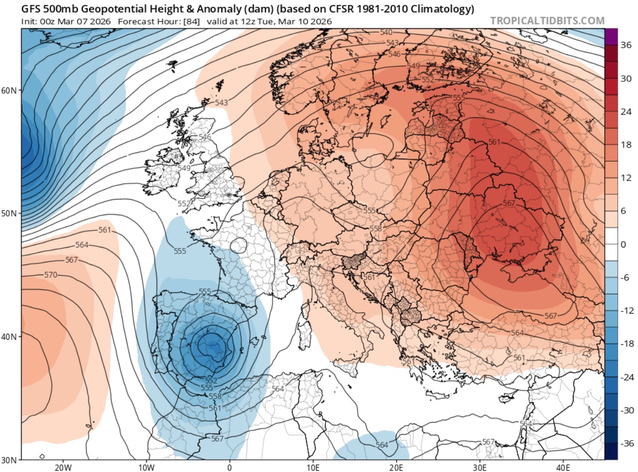 Peggioramento Penisola Iberica 10 marzo