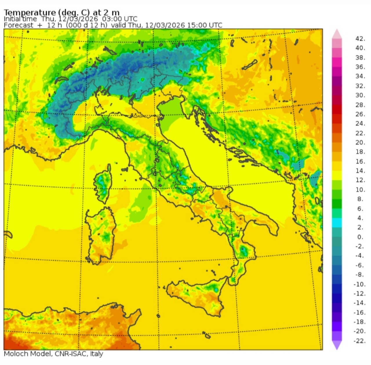 Temperature massime 12 marzo