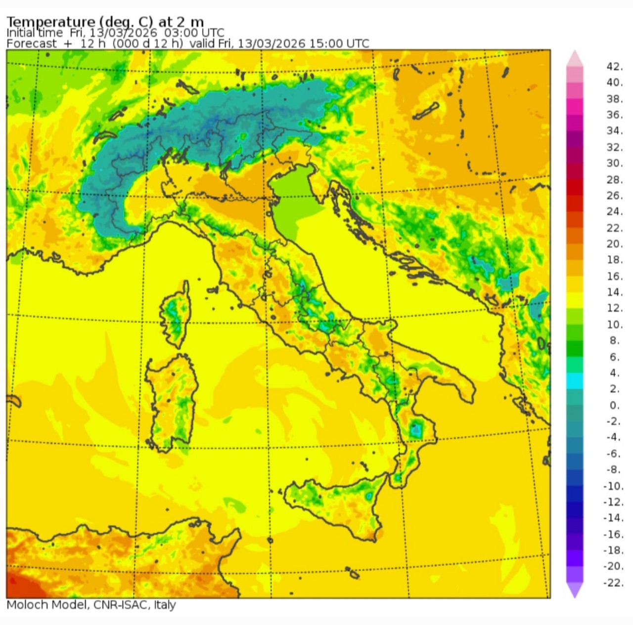 Temperature massime 13 marzo