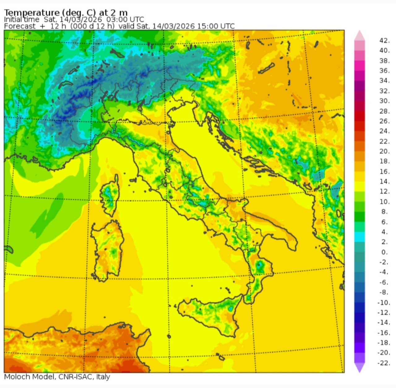 Temperature massime 14 marzo