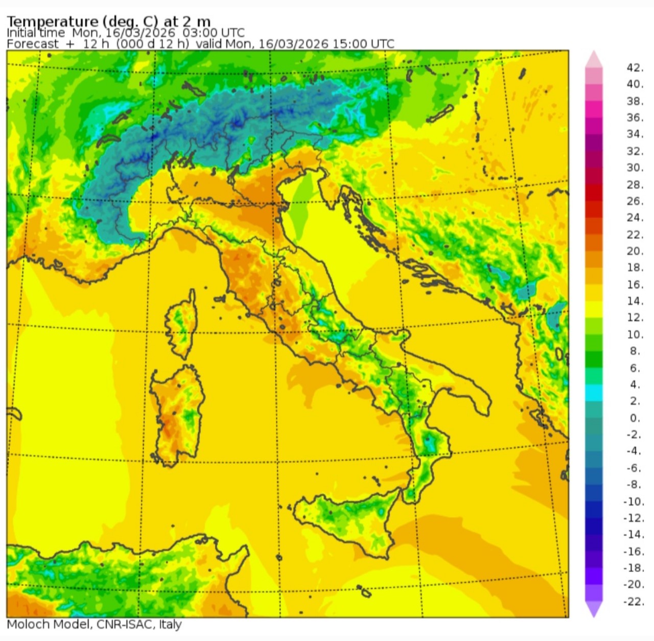 Temperature massime 16 marzo 