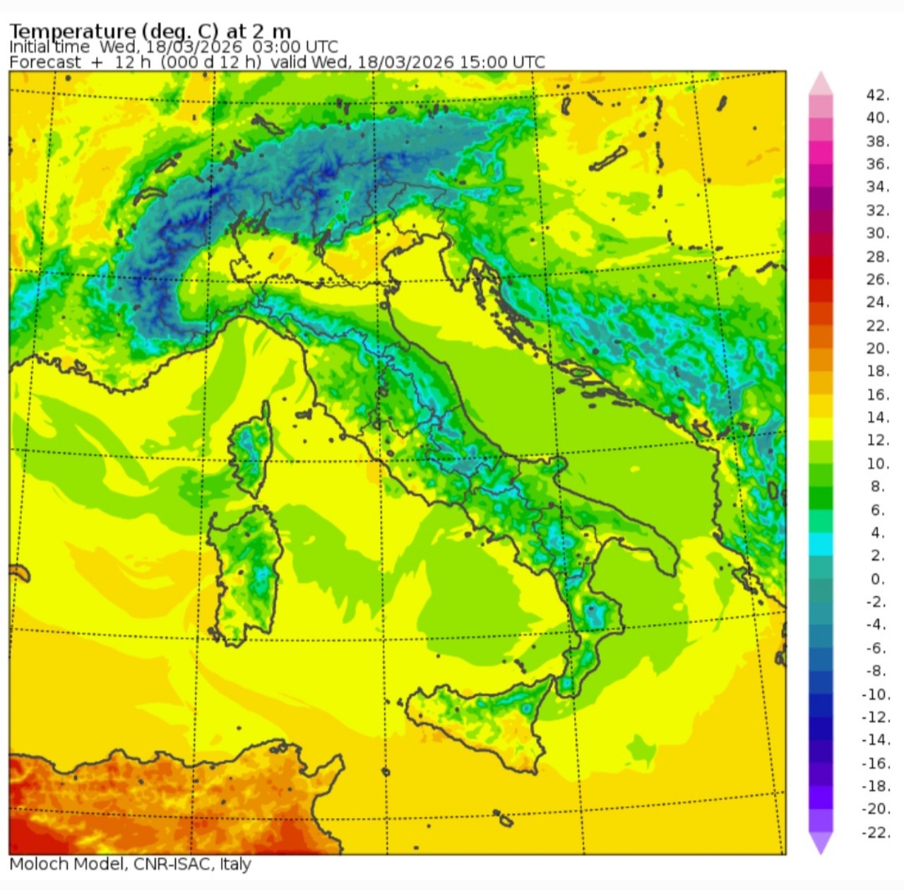 Temperature massime 18 marzo 