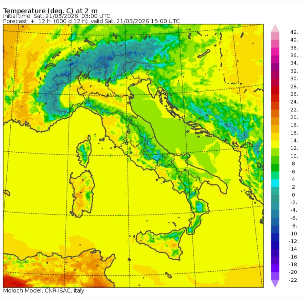 Temperature massime 21 marzo 