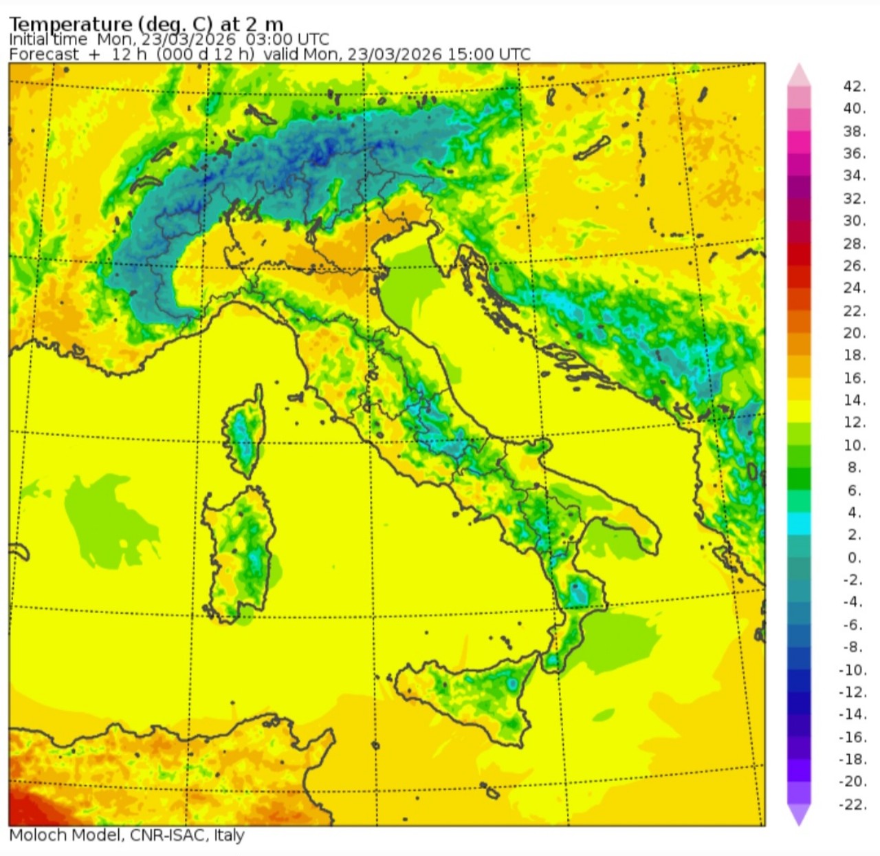 Temperature massime 23 marzo