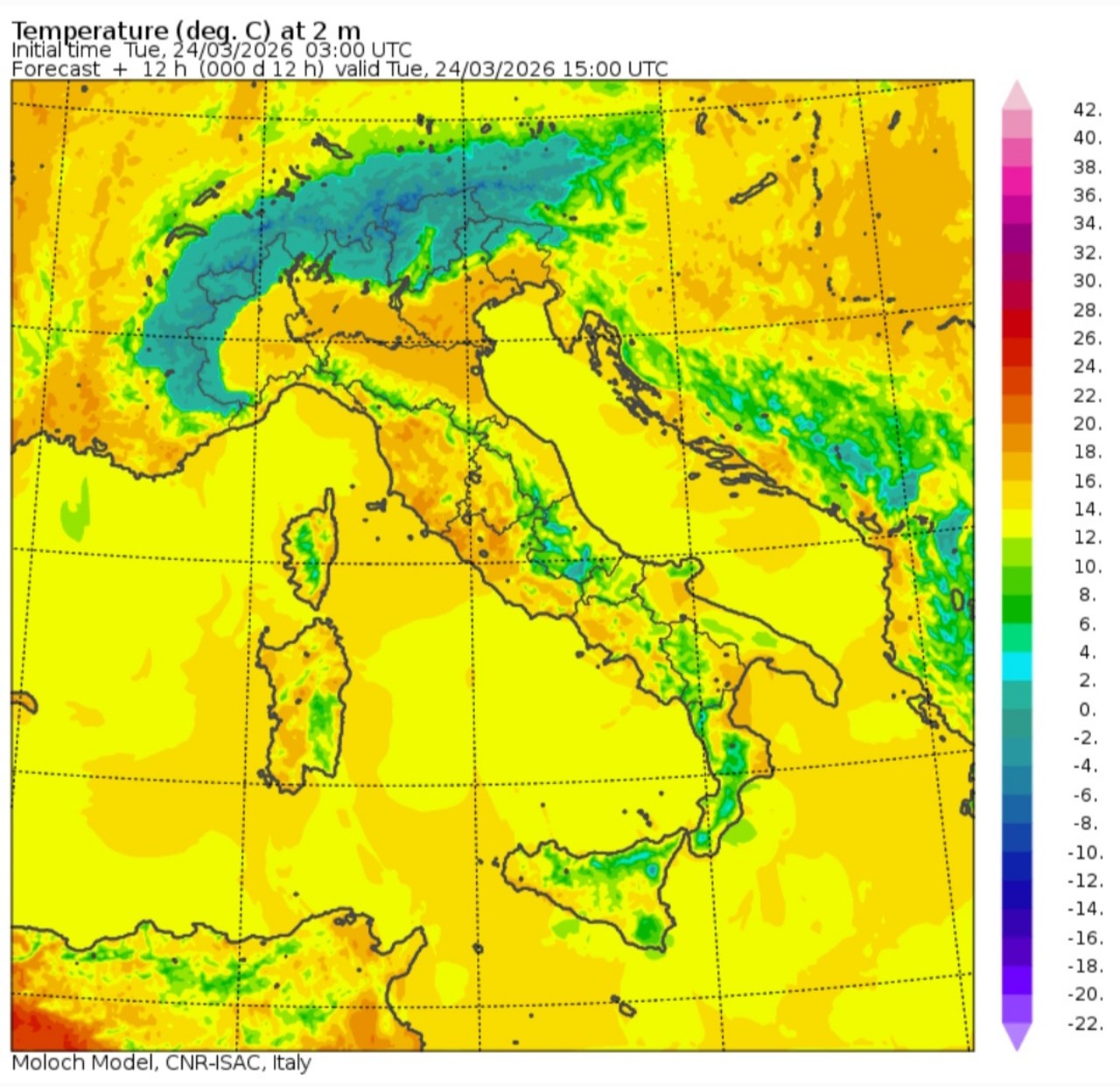 Temperature massime 24 marzo
