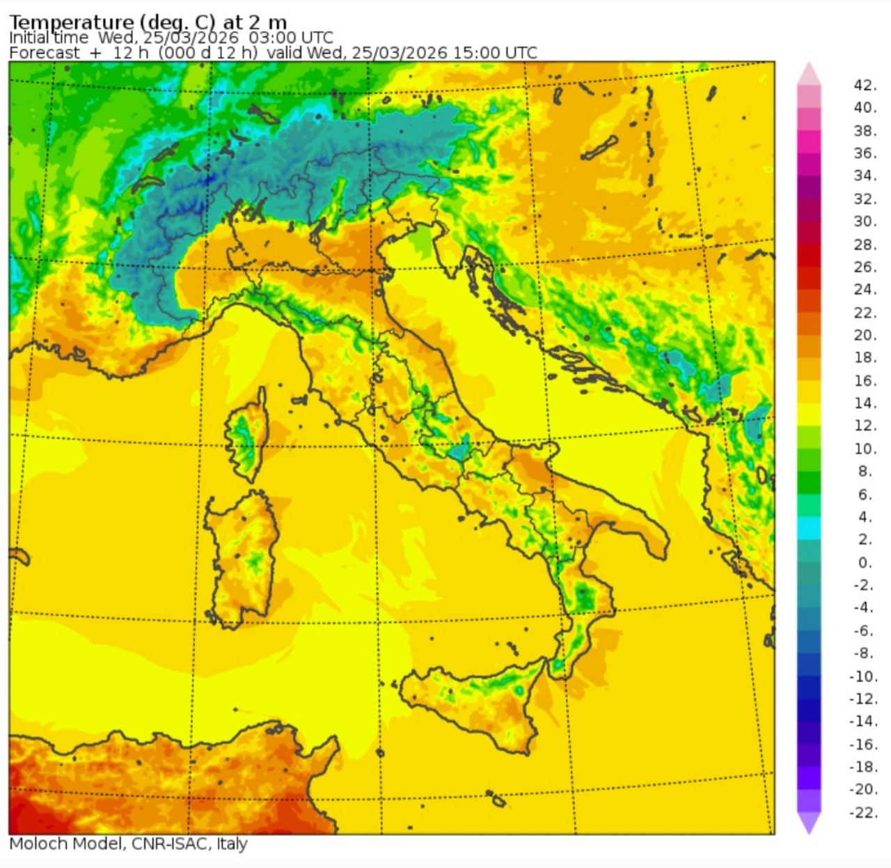 Temperature massime 25 marzo