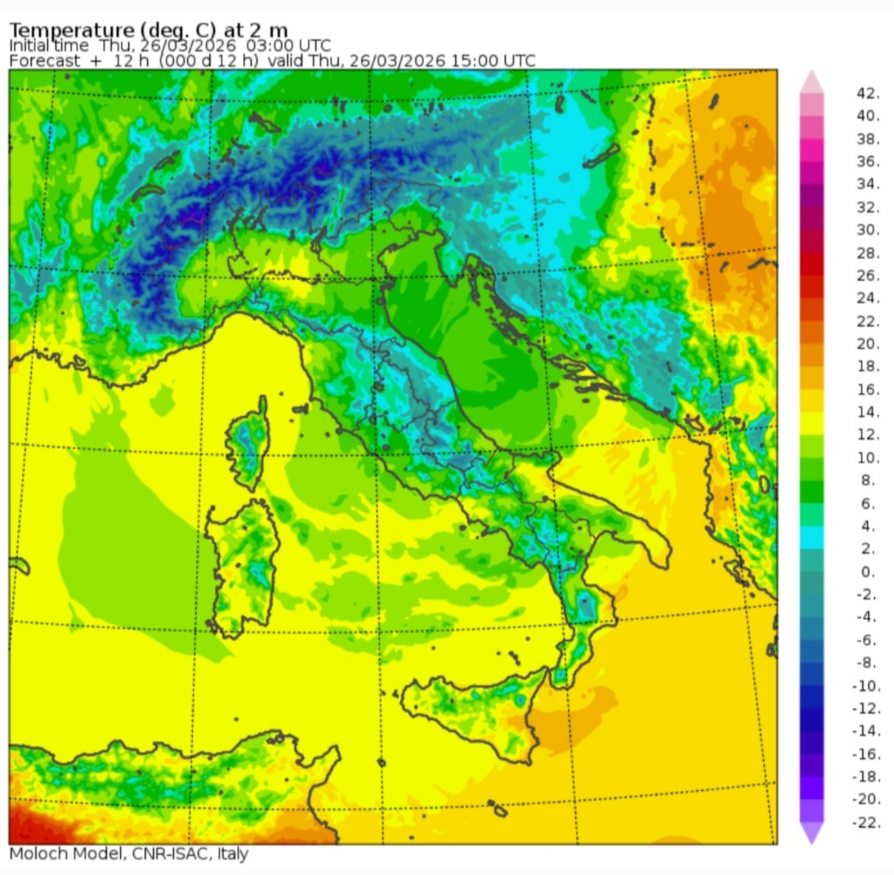 Temperature massime 26 marzo