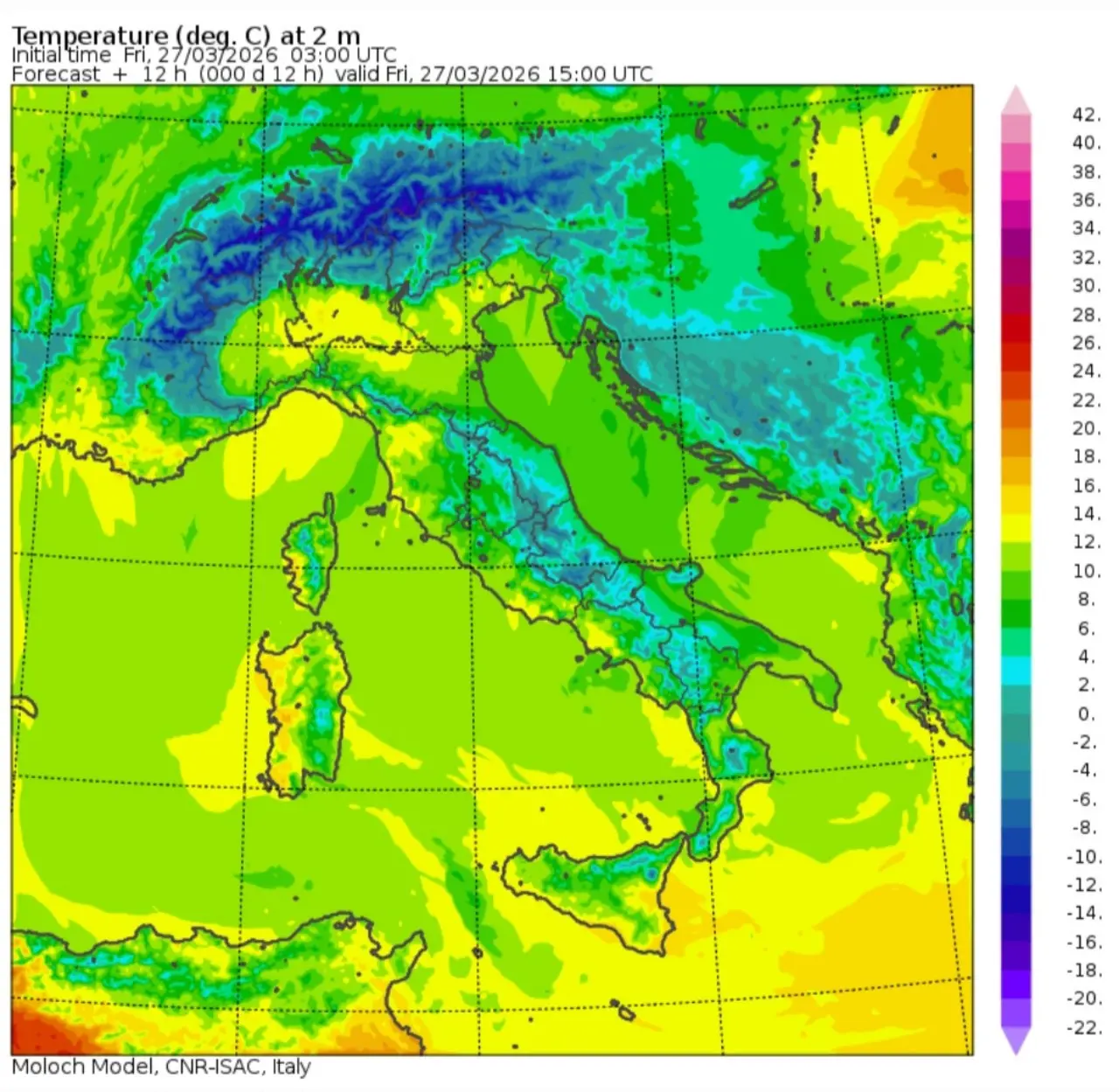 Temperature massime 27 marzo