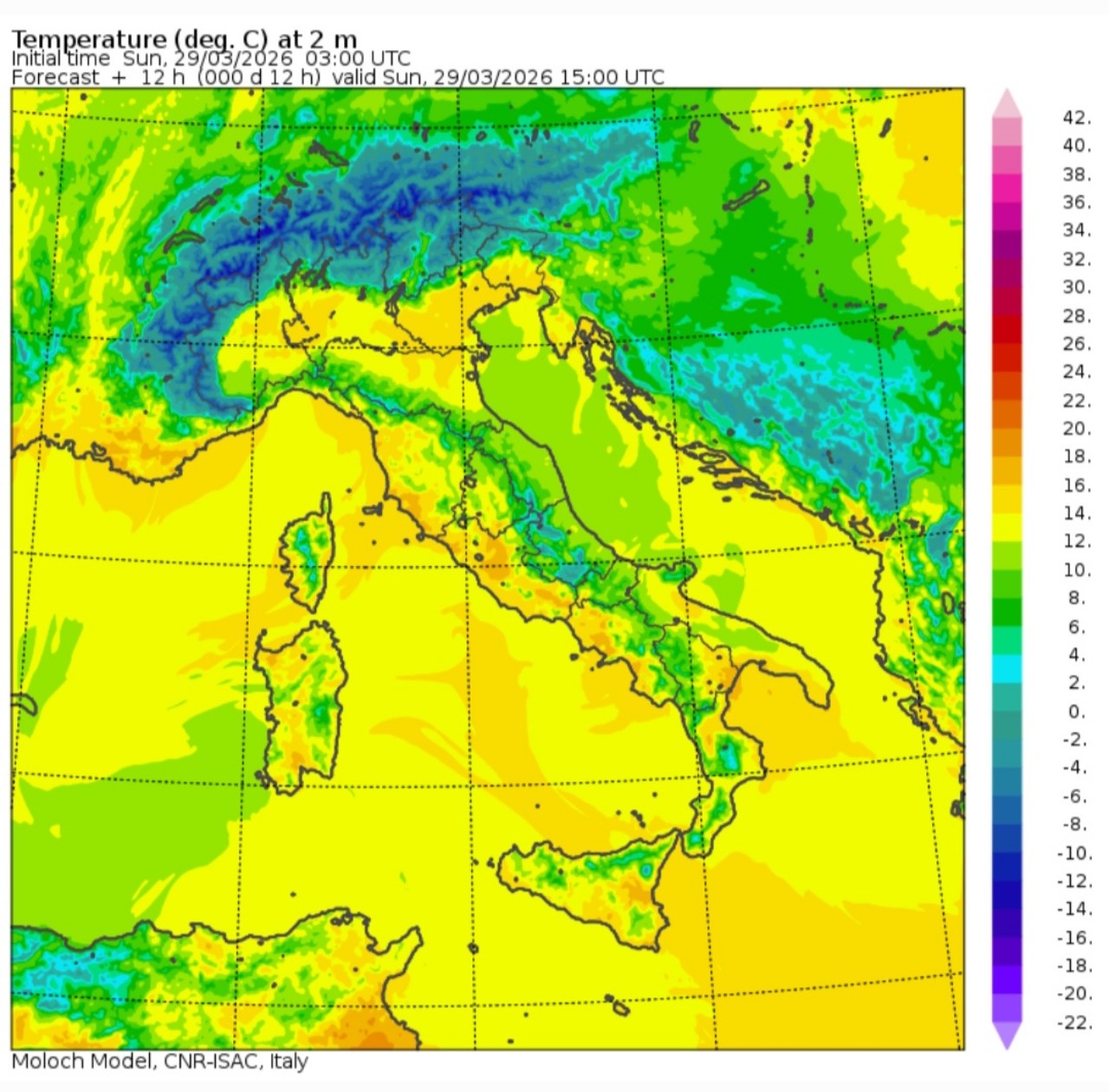 Temperature massime 29 marzo