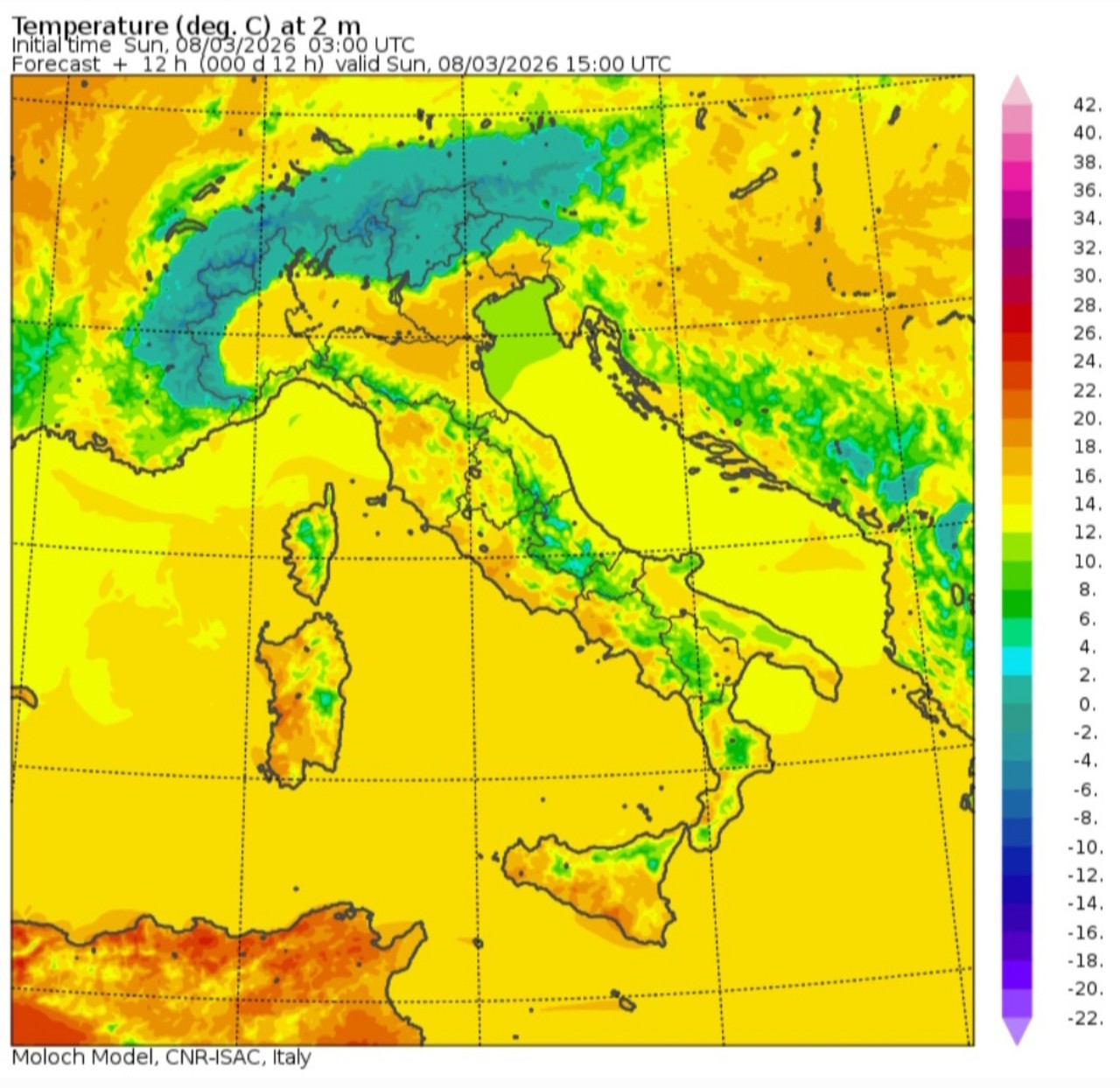 Temperature massime 8 marzo