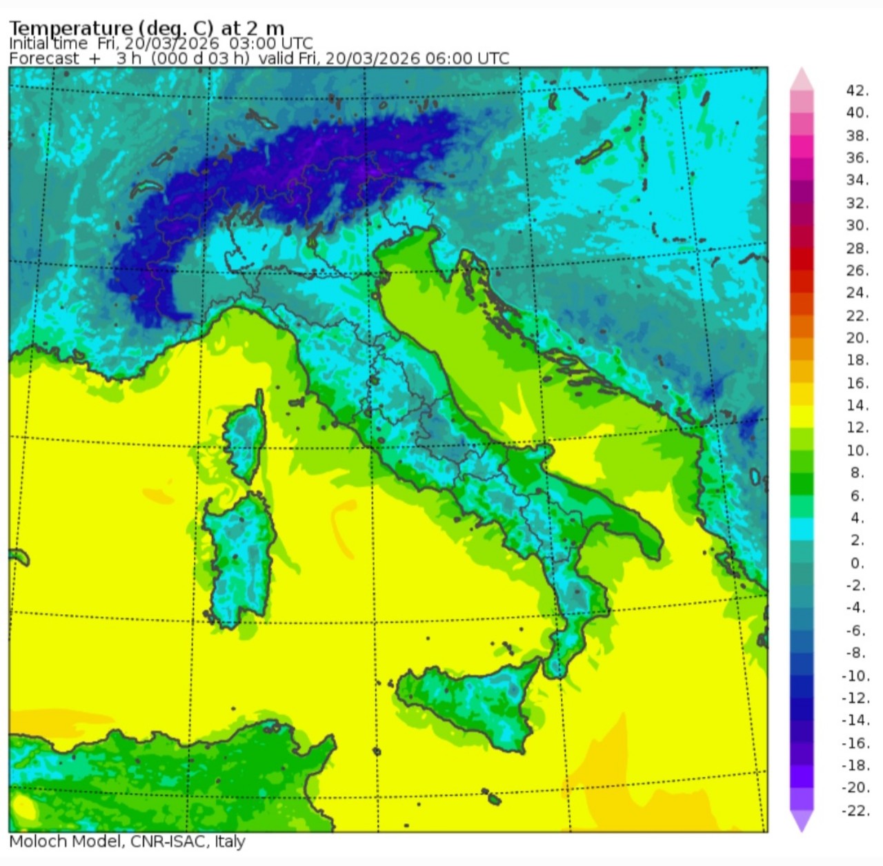 Temperature minime 20 marzo 