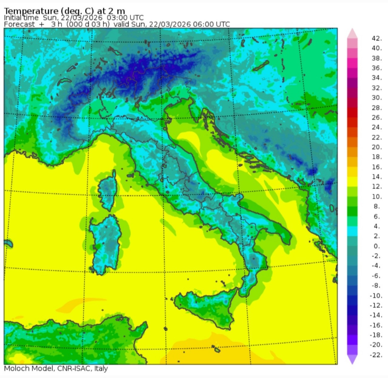 Temperature minime 22 marzo 