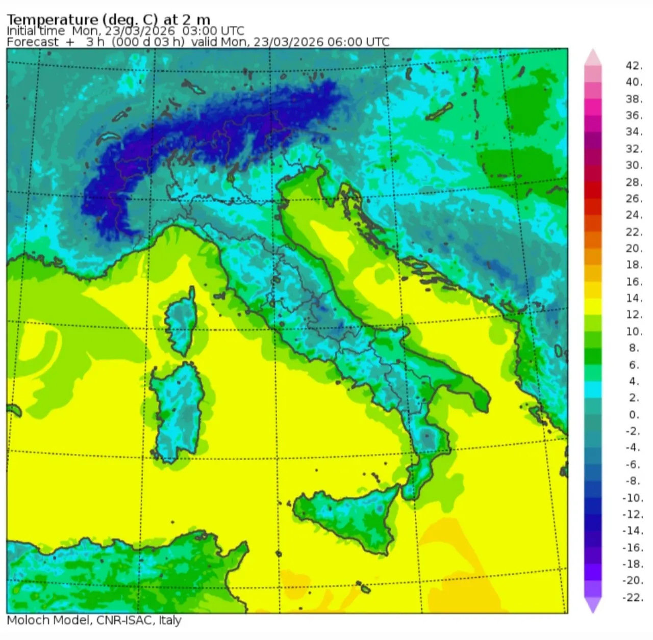 Temperature minime 23 marzo 