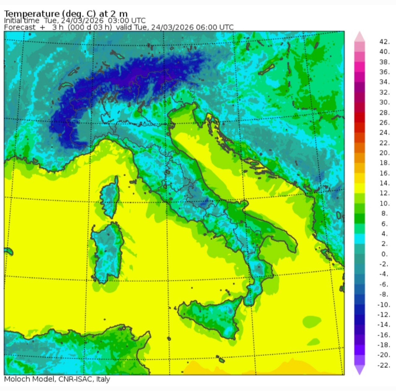 Temperature minime 24 marzo 