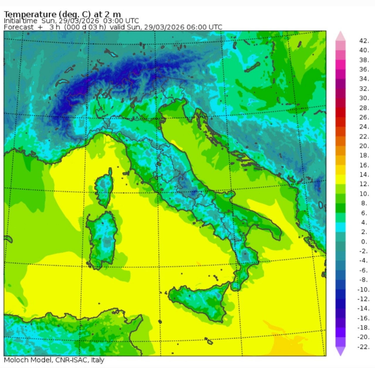 Temperature minime 29 marzo 