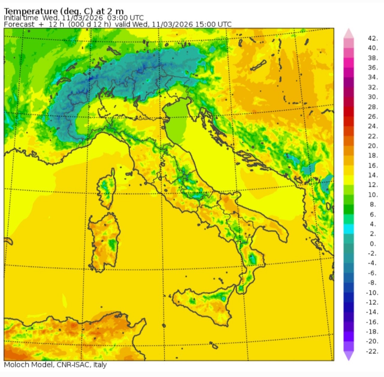 Temperature massime 11 marzo