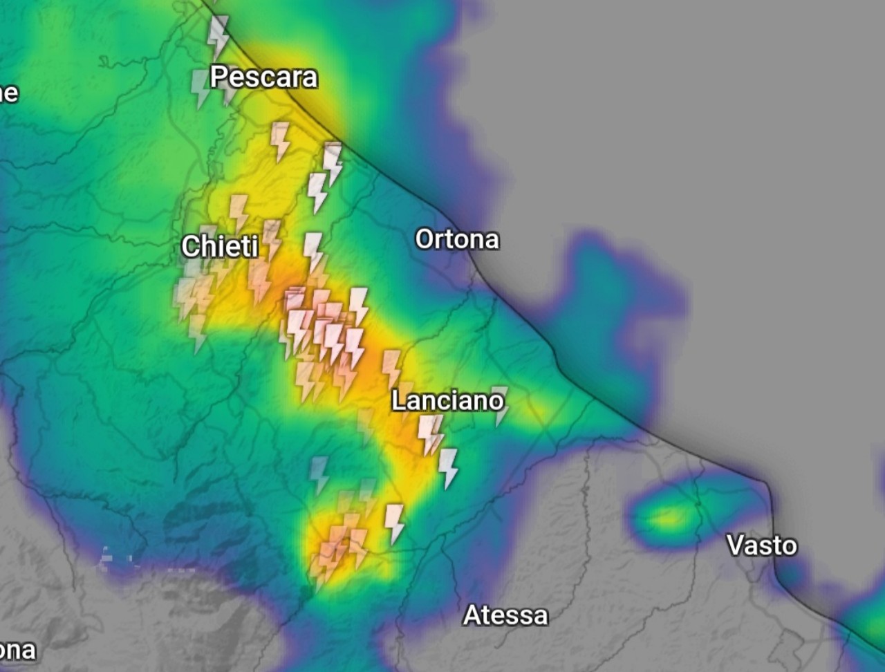 Temporali Abruzzo chietino e Pescarese 