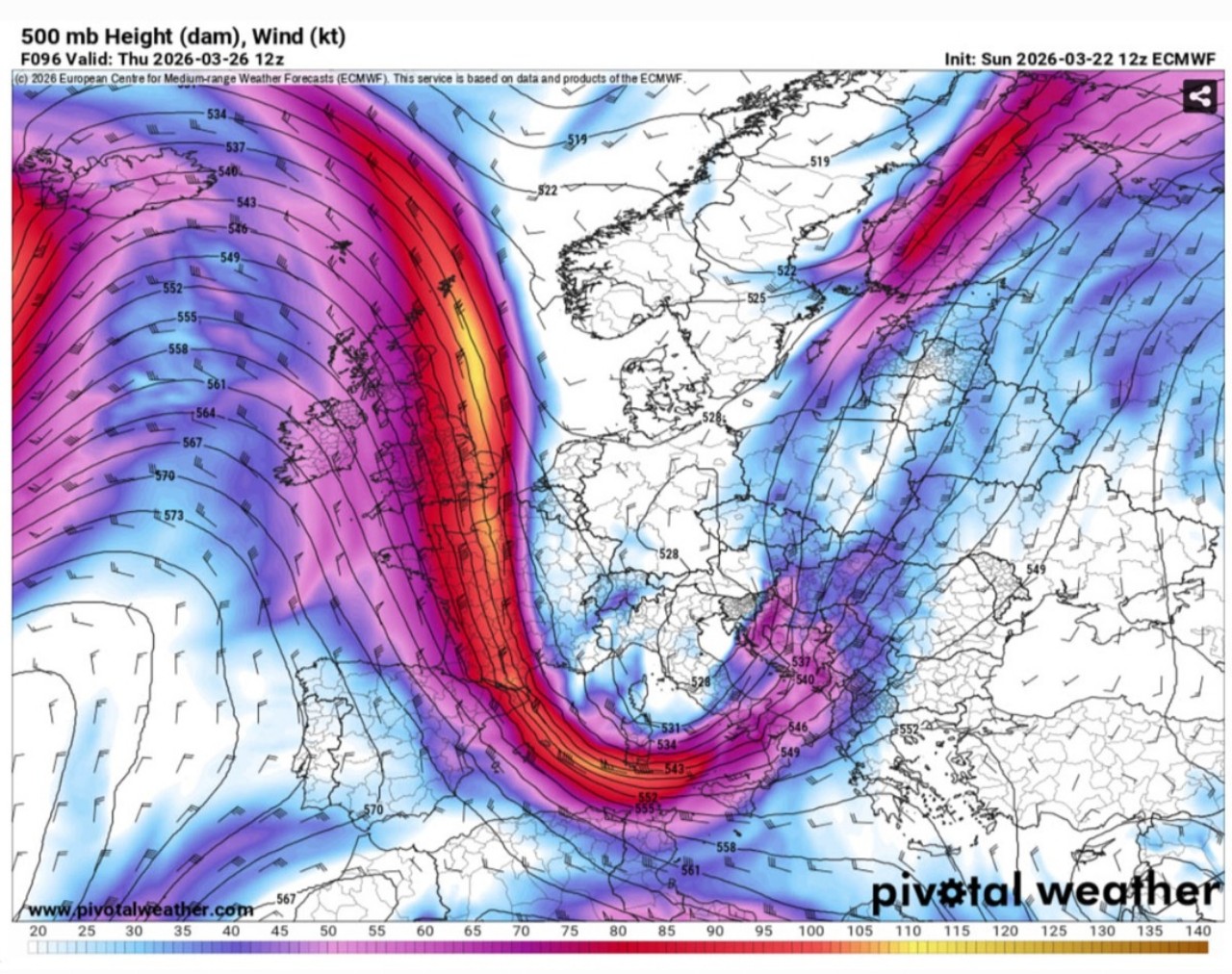 Venti 500 hPa Europa