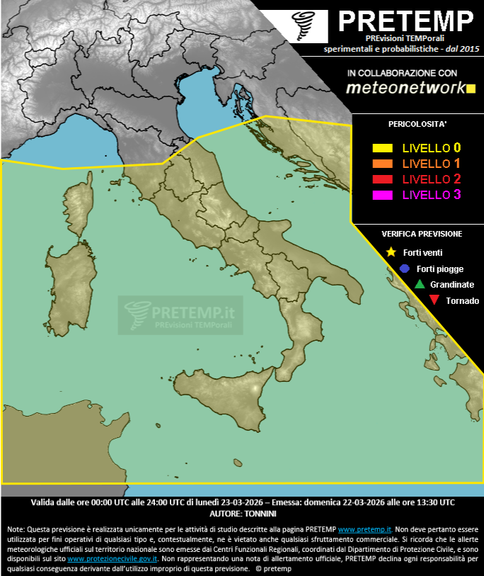 allerta meteo oggi 23 marzo
