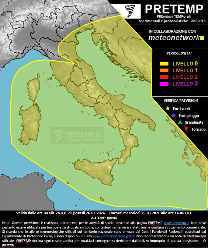 allerta meteo oggi 26 marzo