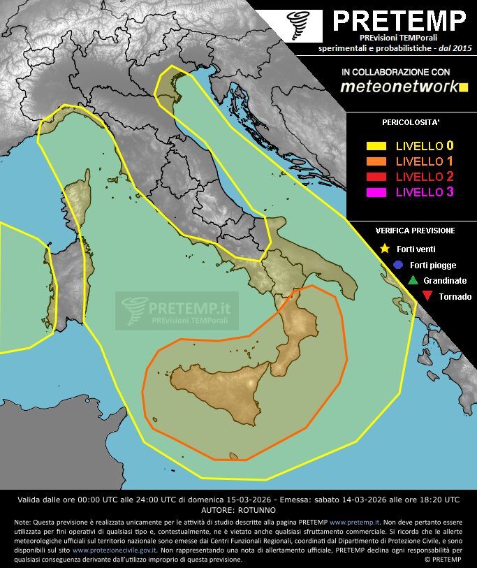 allerta meteo oggi domenica 15 marzo