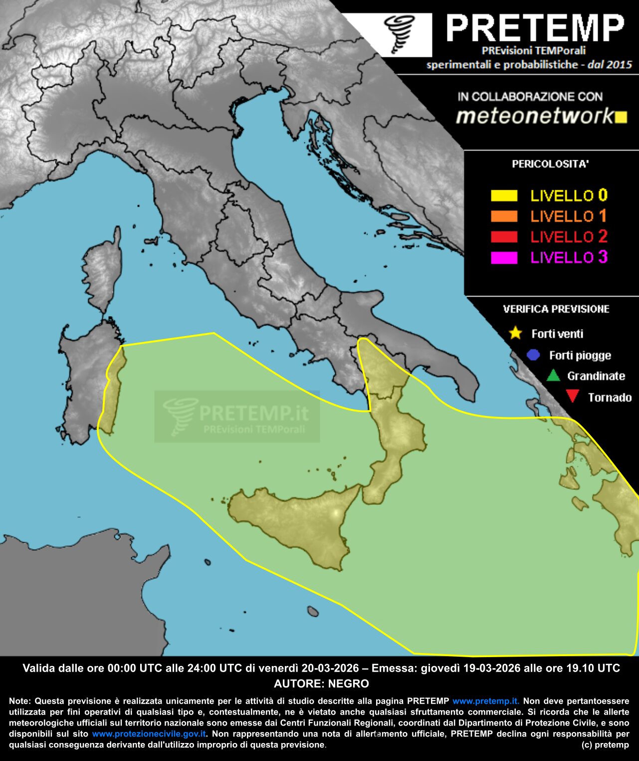 allerta meteo oggi mappa pretemp
