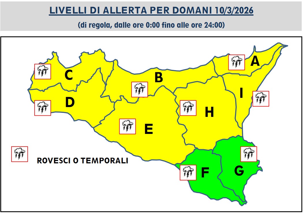 allerta meteo sicilia 10 marzo