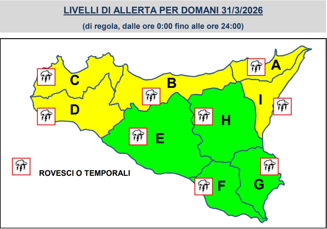 allerta meteo sicilia 31 marzo