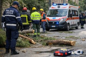 donna ferita ramo caduto genova