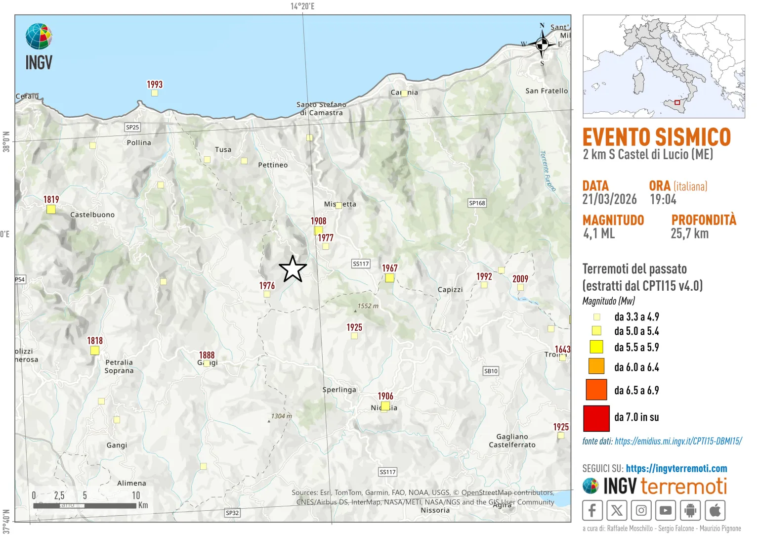 terremoto mistretta castel di lucio sicilia 21 marzo 2026