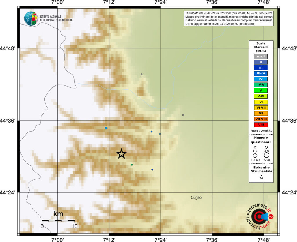 terremoto oggi piemonte cuneo