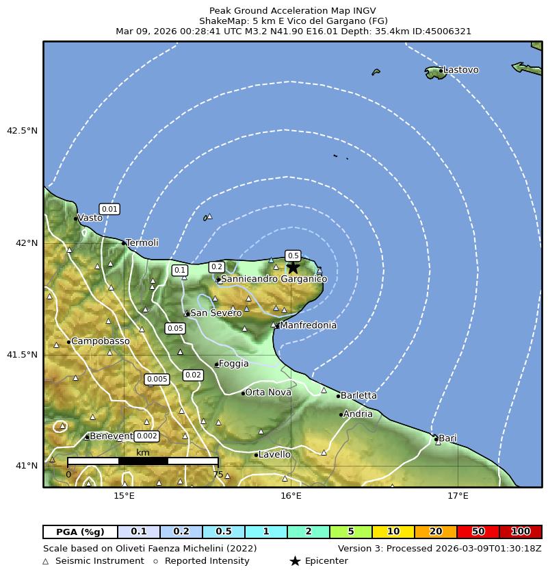 terremoto puglia gargano oggi