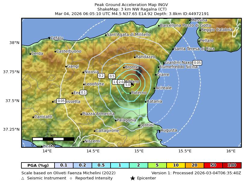 terremoto sicilia catania messina siracusa oggi etna scossa